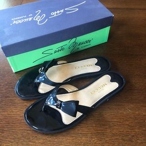 Sesto Meucci black patent leather sandals